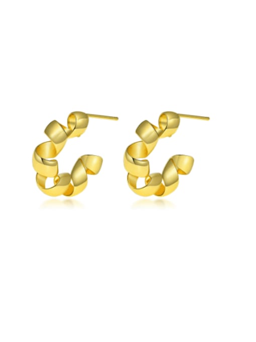 Golden pair Brass Geometric Hip Hop Stud Earring