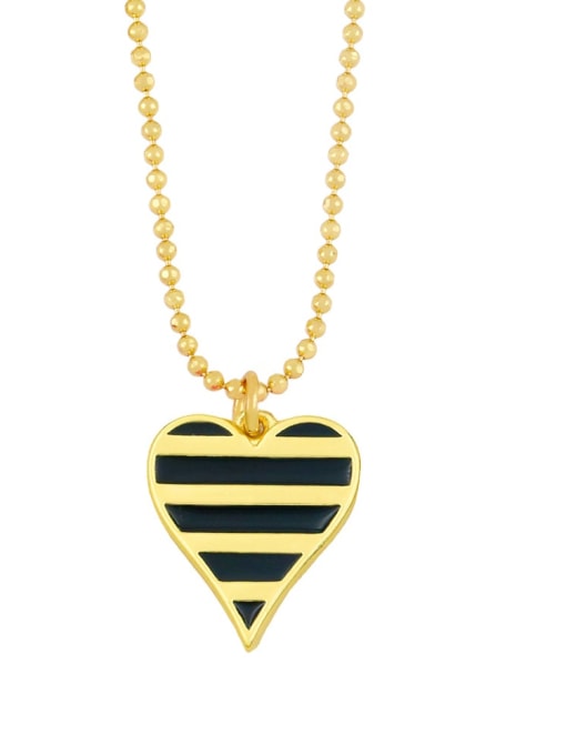 black Brass Enamel Heart Minimalist Necklace