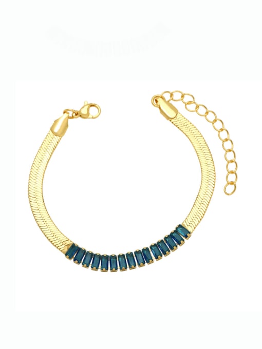 Dark blue Brass Cubic Zirconia Geometric Vintage Snake Bone Chain Bracelet
