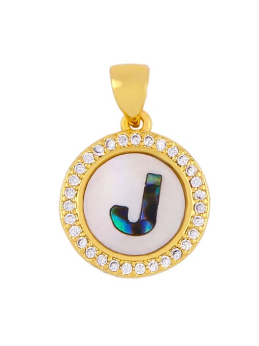 Golden J Brass Cubic Zirconia Enamel Letter Vintage Necklace