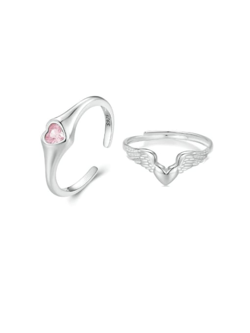 Jare 925 Sterling Silver Cubic Zirconia Heart Minimalist Band Ring