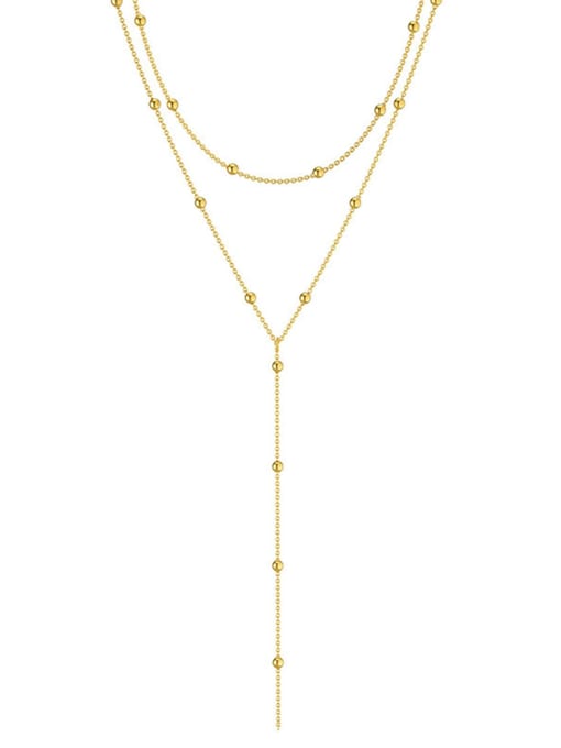 CONG Stainless steel Tassel Minimalist Lariat Necklace 0