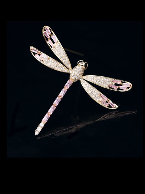 Luxu Brass Cubic Zirconia Dragonfly Minimalist Brooch 2