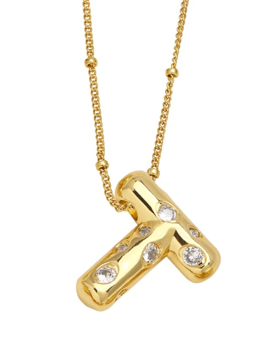 T Brass Letter Minimalist Necklace