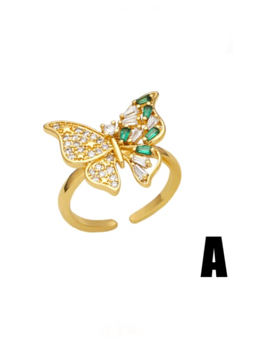 A Brass Cubic Zirconia Butterfly Vintage Band Ring