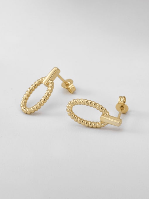 CHARME Brass Geometric Minimalist Weave Twist Oval Stud Earring 1