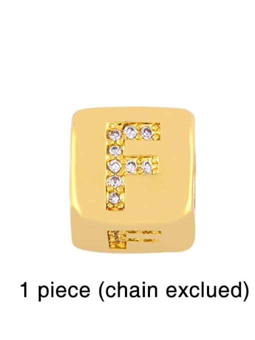 F Brass Cubic Zirconia square Letter Minimalist Adjustable Bracelet