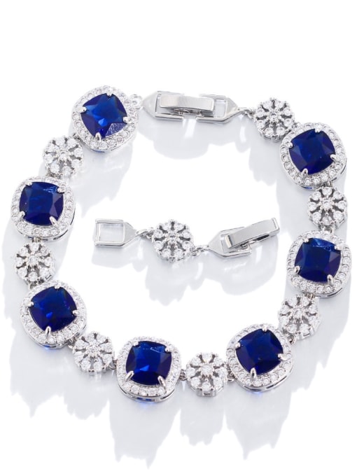 navy blue Brass Cubic Zirconia Geometric Luxury Bracelet