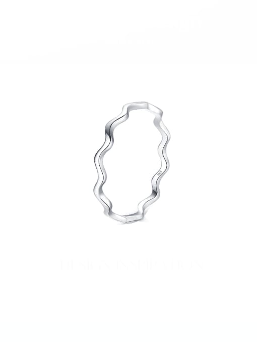 MODN 925 Sterling Silver Irregular Minimalist Band Ring 0