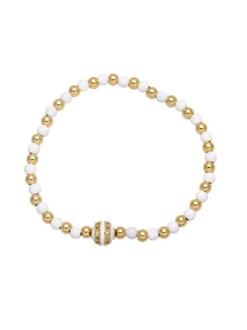 white Brass Cubic Zirconia Geometric Vintage Beaded Bracelet