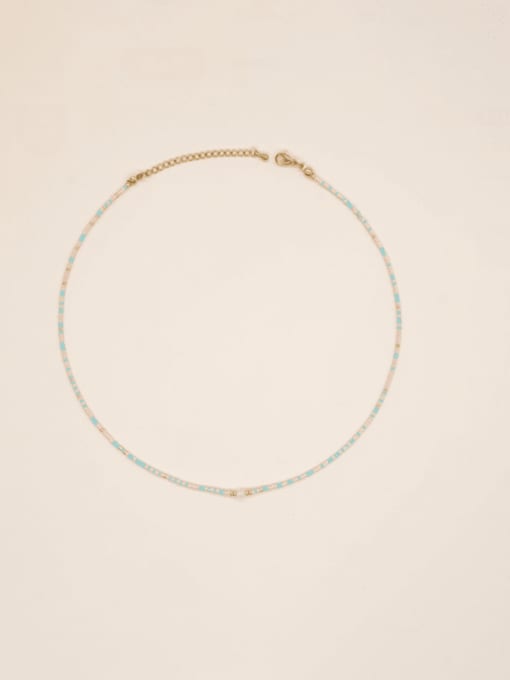 MI N220070C Stainless steel Glass beads Geometric Bohemia Necklace