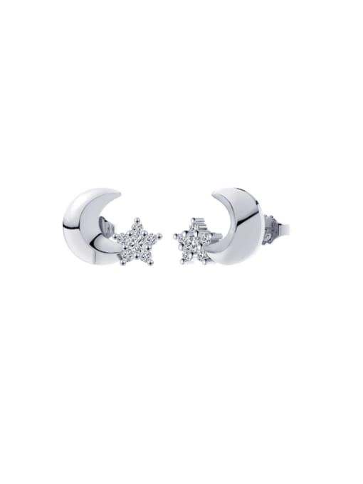 RINNTIN 925 Sterling Silver Cubic Zirconia Moon Dainty Stud Earring 2