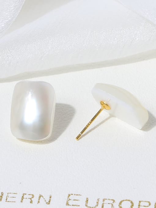 RAIN Brass Shell Pearl Minimalist Geometric  Earring and Necklace Set 2