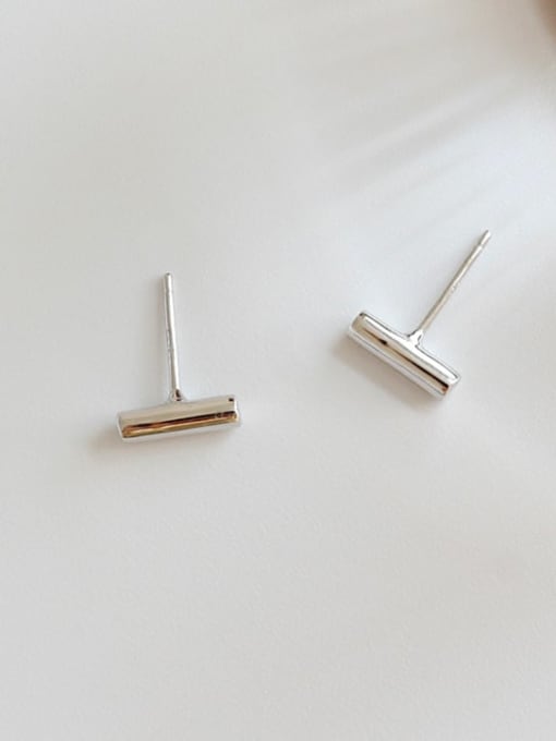 DAKA S925 pure silver simple smooth geometric cylindrical Earrings 3
