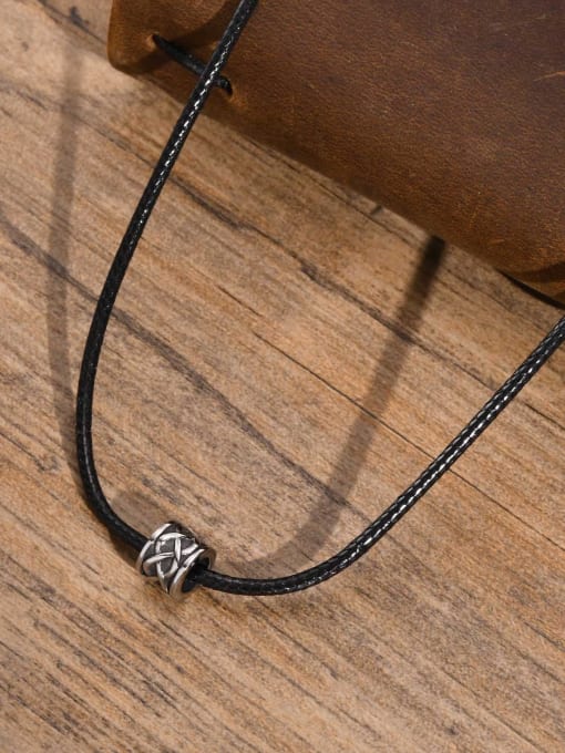 CONG Stainless steel Leather Geometric Hip Hop Necklace 3