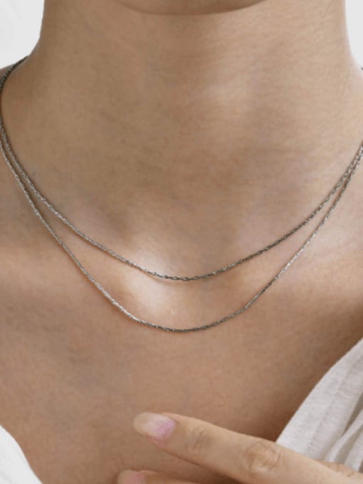 Two layers steel Titanium Steel Imitation Pearl Geometric Minimalist Necklace