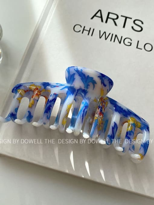Blue and white porcelain keel 10.7cm Cellulose Acetate Trend Geometric Alloy Multi Color Jaw Hair Claw
