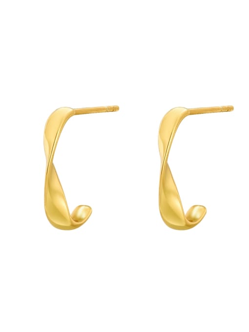 gold C shaped 925 Sterling Silver Geometric Minimalist Stud Earring