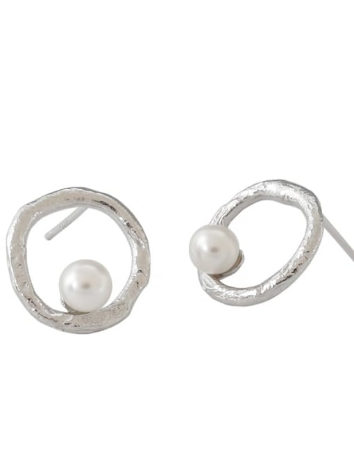 DAKA 925 sterling silver imitation pearl iterative geometry minimalist study Earring 2