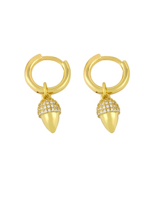 CC Brass Cubic Zirconia Cone Vintage Huggie Earring 1
