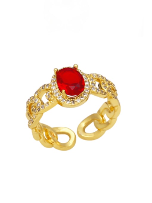 red Brass Cubic Zirconia Geometric Vintage Band Ring