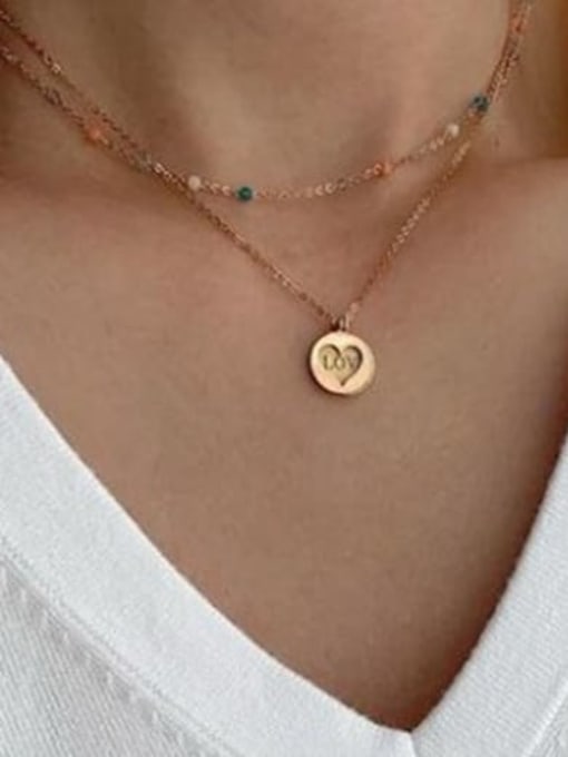 GROSE Titanium Steel Heart Minimalist Round Pendant Necklace 1