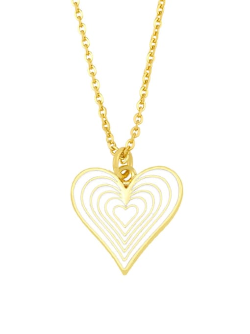 white Brass Enamel Minimalist Heart  Pendnat Necklace
