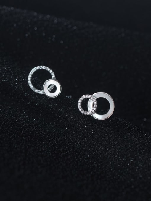 Rosh 925 Sterling Silver Cubic Zirconia Geometric Minimalist Drop Earring 2