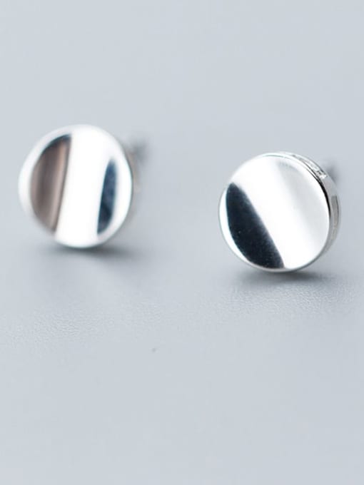 Rosh 925 Sterling Silver Smooth Round Minimalist Stud Earring 2