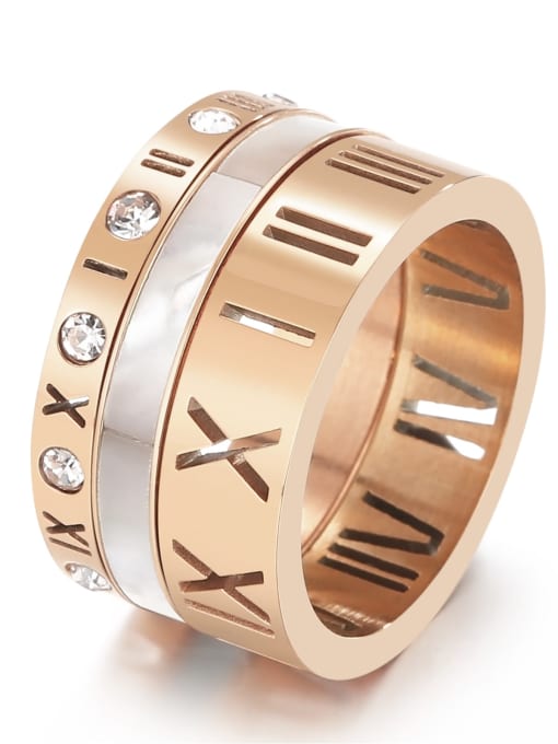 KR105212 K Titanium Steel Shell Geometric Minimalist Band Ring