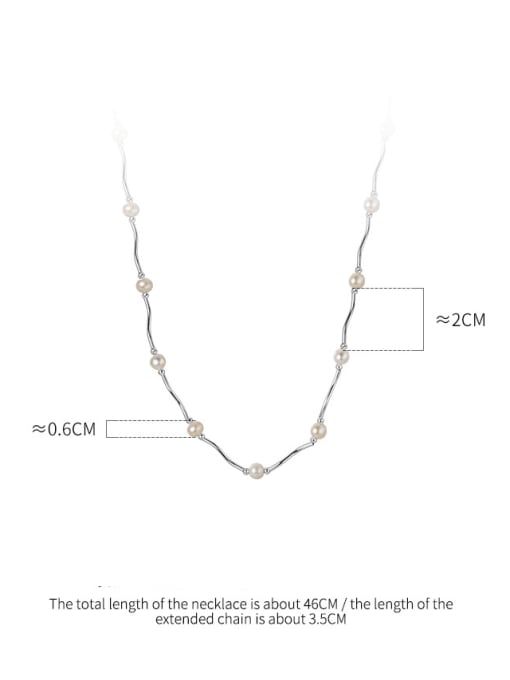 Rosh 925 Sterling Silver Imitation Pearl Geometric Minimalist Necklace 4