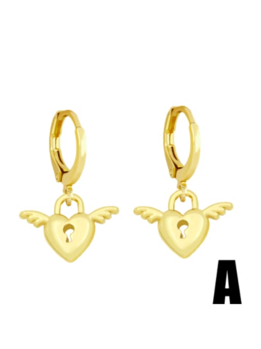 CC Brass Rhinestone Wing Cute Angel Huggie Earring 2