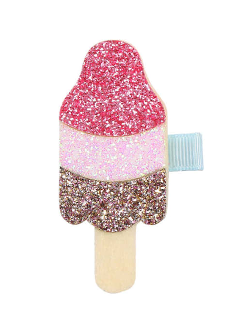 5 pink ice cream Alloy Fabric Cute Irregular Multi Color Hair Barrette