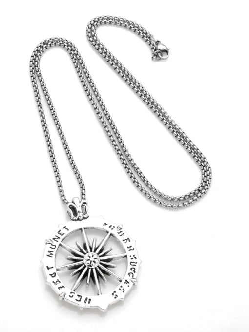 CC Stainless steel Sun Hip Hop Long Strand Necklace