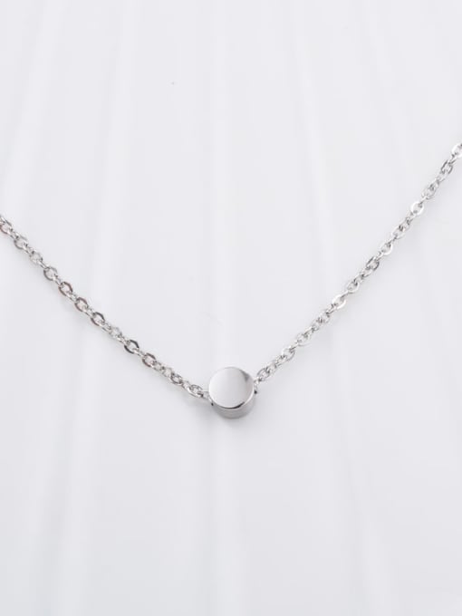 silvery Titanium Round Minimalist Choker Necklace