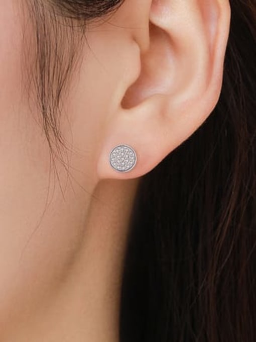 MODN 925 Sterling Silver Cubic Zirconia Round Classic Stud Earring 1