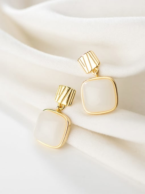 Rosh 925 Sterling Silver With Gold Plated Minimalist Square Minimalist Drop Earrings 0