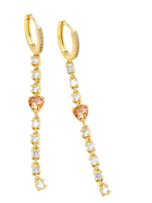 champagne Brass Cubic Zirconia Tassel Minimalist Threader Earring