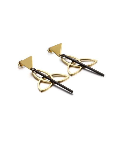Golden black Stainless Steel Hollow Triangle Minimalist Drop Earring