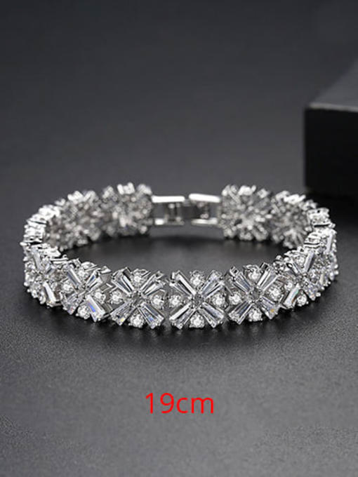 Circumference 19cm t13f13 Copper Cubic Zirconia Geometric Luxury Bracelet