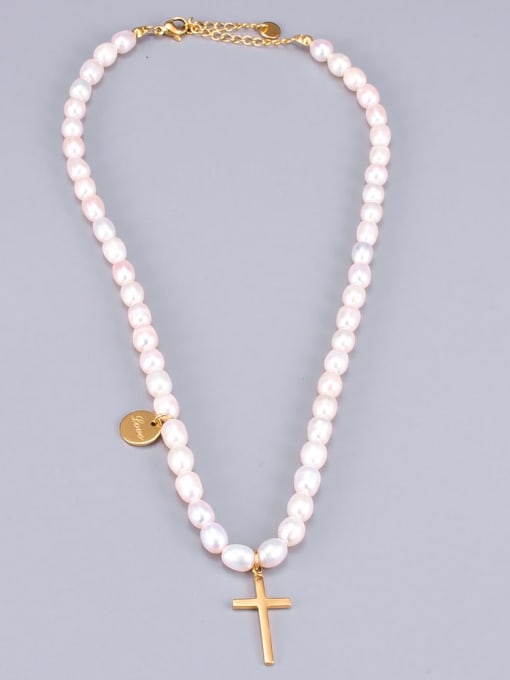 A TEEM Titanium Imitation Pearl Locket Minimalist Necklace 3