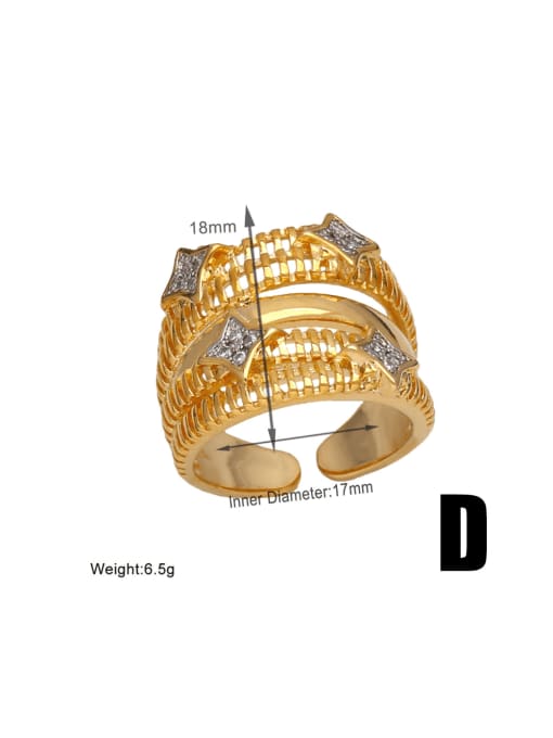 D Brass Cubic Zirconia Geometric Vintage Band Ring