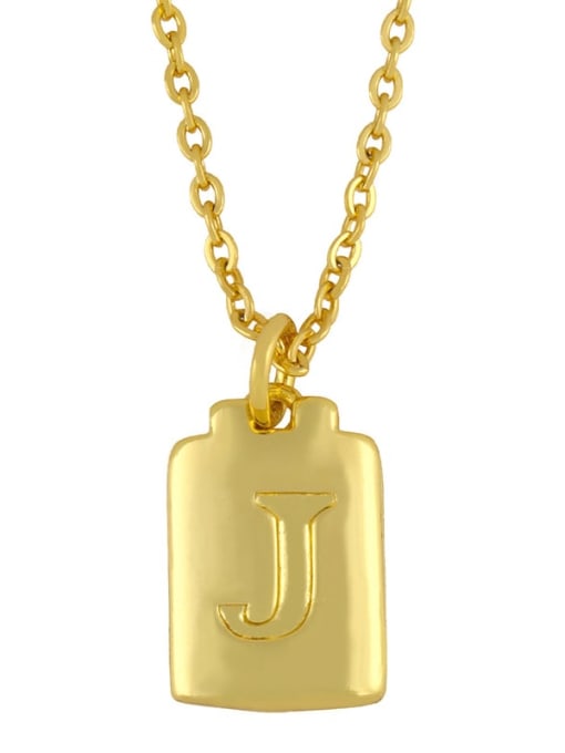 J Brass Geometric Letter Minimalist Necklace