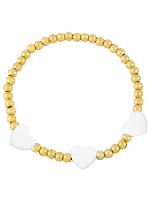 white Brass Enamel Heart Trend Beaded Bracelet
