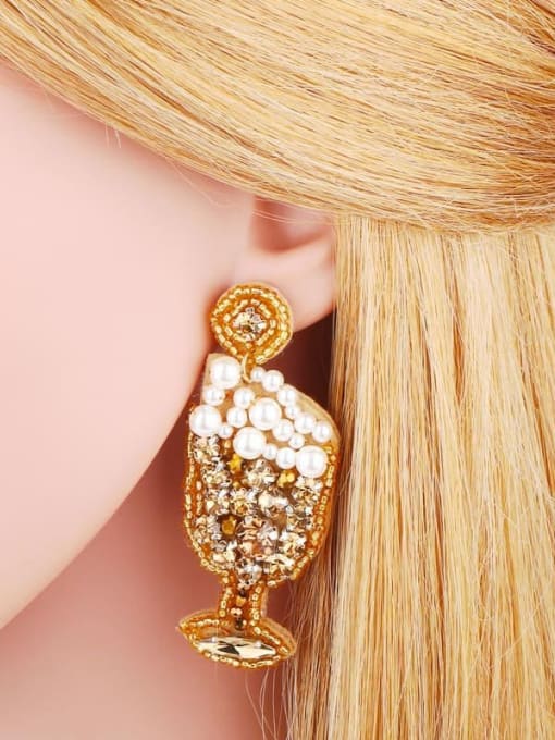CC Brass Imitation Pearl Geometric Vintage Stud Earring 1