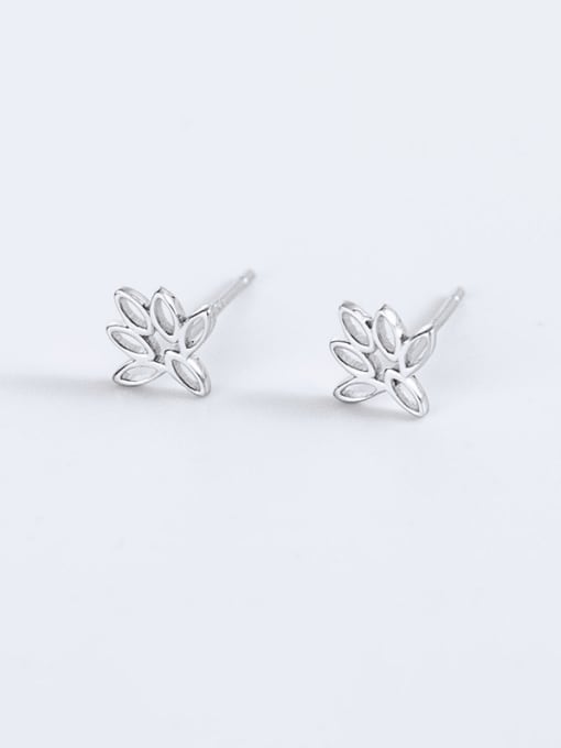 ES1548 【 Platinum 】 925 Sterling Silver Hollow  Flower Minimalist Stud Earring