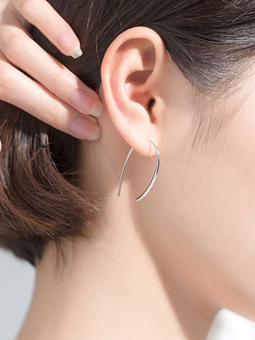 Rosh 925 Sterling Silver Smooth Irregular Minimalist Hook Earring 1