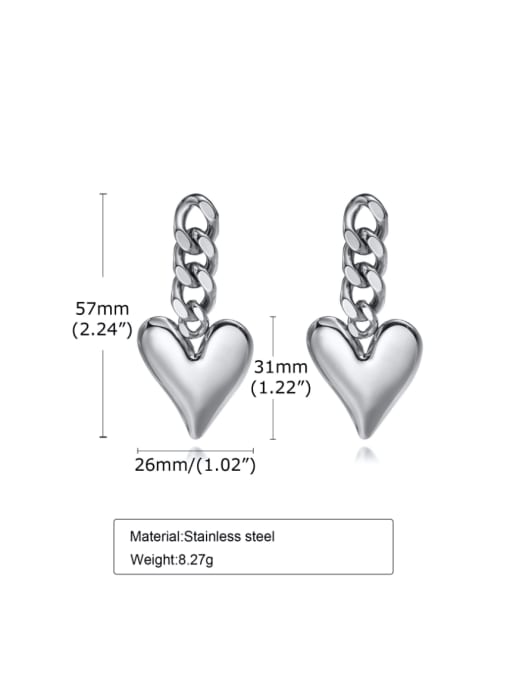 CONG Stainless steel Heart Minimalist Drop Earring 3