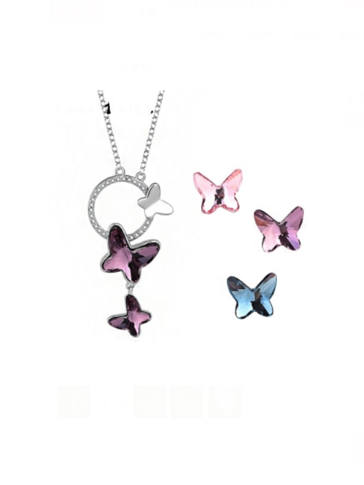 BC-Swarovski Elements 925 Sterling Silver Austrian Crystal Butterfly Classic Necklace