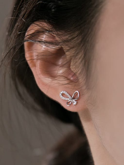 Rosh 925 Sterling Silver Cubic Zirconia Butterfly Dainty Stud Earring 1